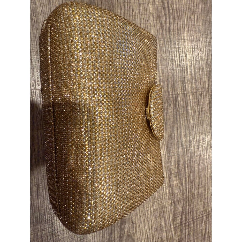Vintage Gold Clam Shell Evening Bag Clutch Purse Long Chain